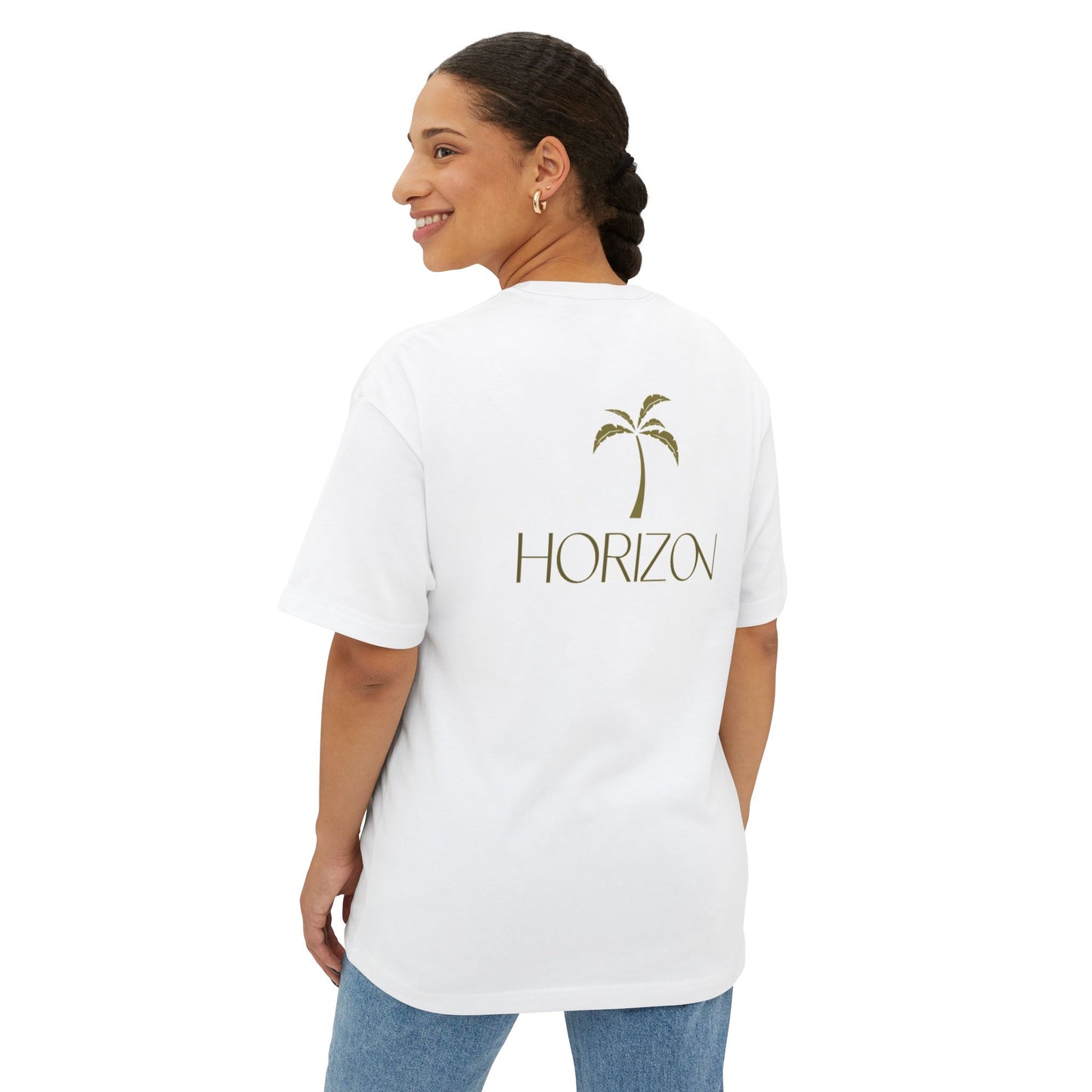 Horizon Palm Tree Oversized Boxy Tee - Relaxed Summer Vibes